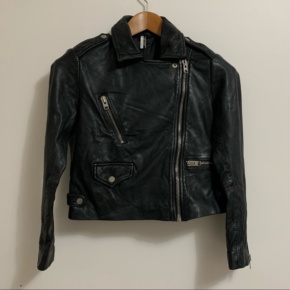 topshop Motorcycle Leather Jacket - Picture 2 of 5